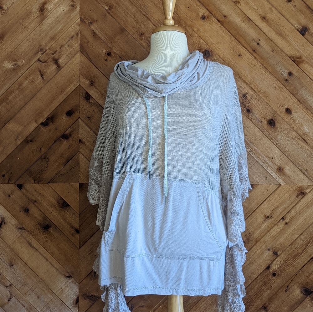 Monoreno lace and mesh cover up with front pocket